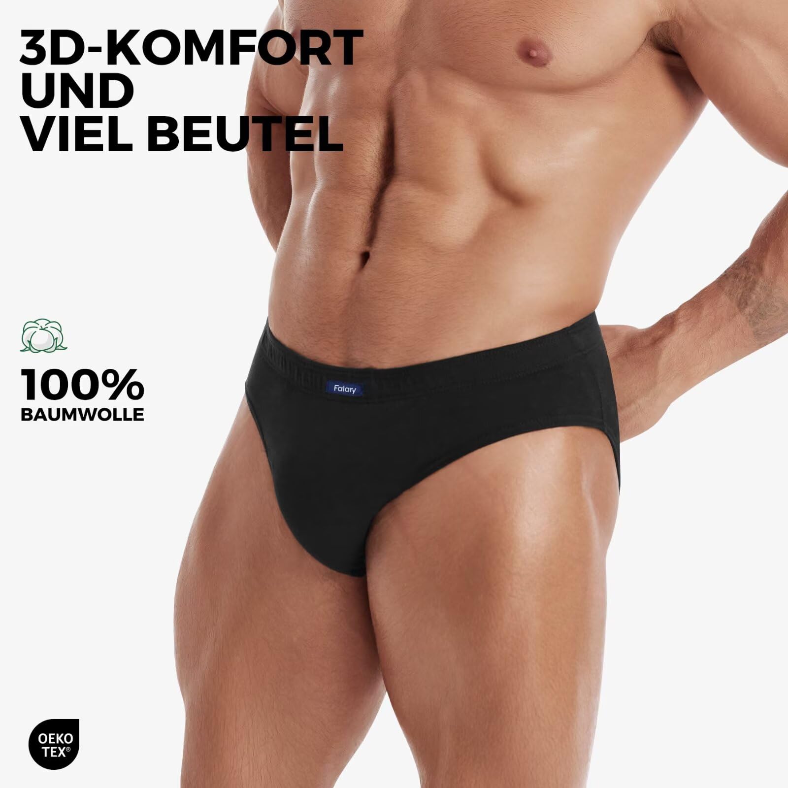 FALARY Slip Homme Lot de 6/12 100% Coton Stretch sous-Vêtements Confort sans Étiquette Sport Basic
