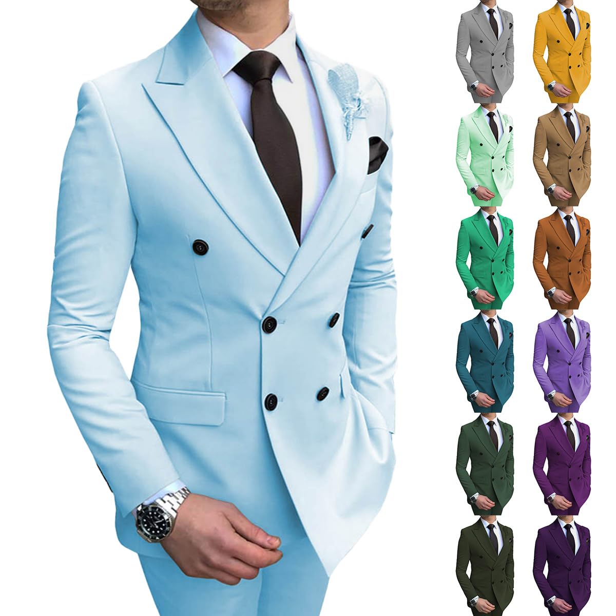 Completo Uomo 2 Pezzi Abito Set Business Suit Slim Fit Smoking Blazer Bottoni Completi Completo Festa, Matrimonio