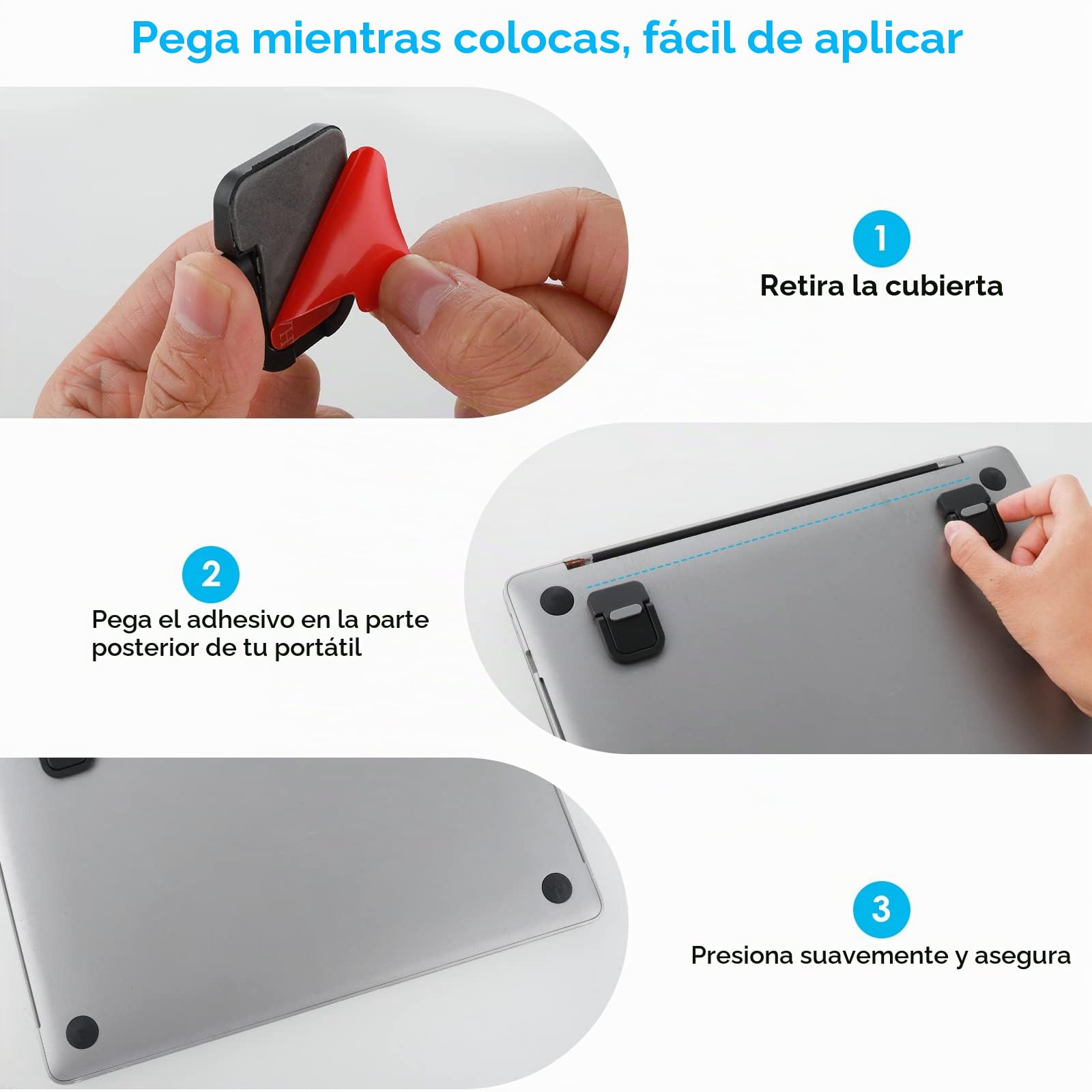 Bewudy 2 elevadores de Teclado portátil, autoadhesivos para Mini Laptop, Soporte Invisible para Teclado de computadora para Escritorio, Patas Plegables para Laptop con Silicona Antideslizante (Negro)