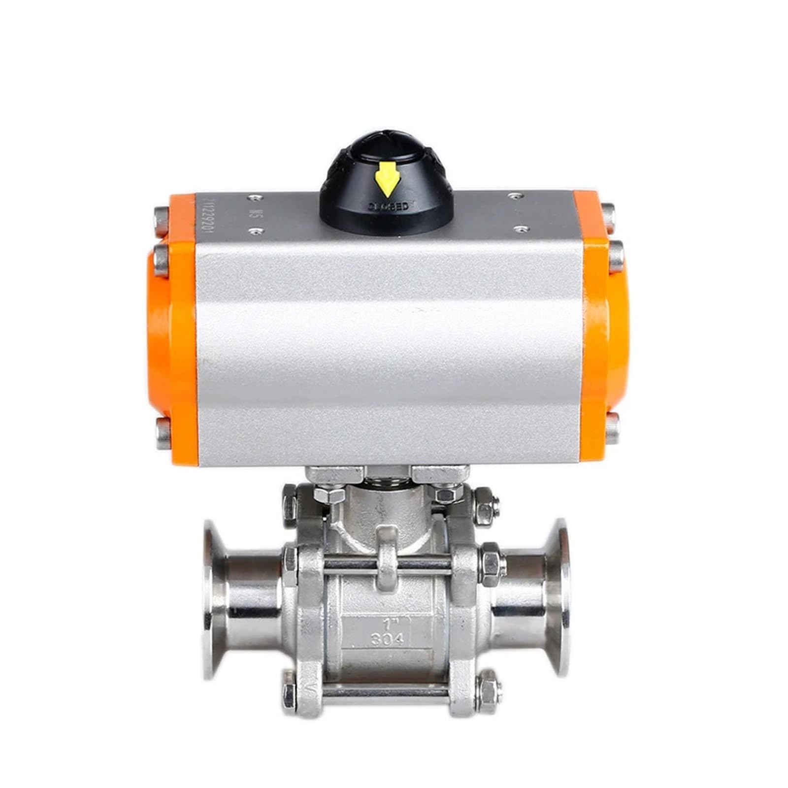 1" SS304 Three Piece Tri Clamp Ferrule Type Ball Valve with Double Acting Cylinder