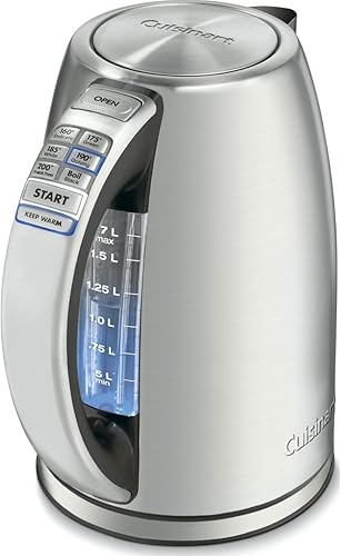 Cuisinart PerfecTemp - Hervidor eléctrico de 1.7 litros, tetera eléctrica inalámbrica, 1500 W para calentamiento rápido, 6 temperaturas Acero