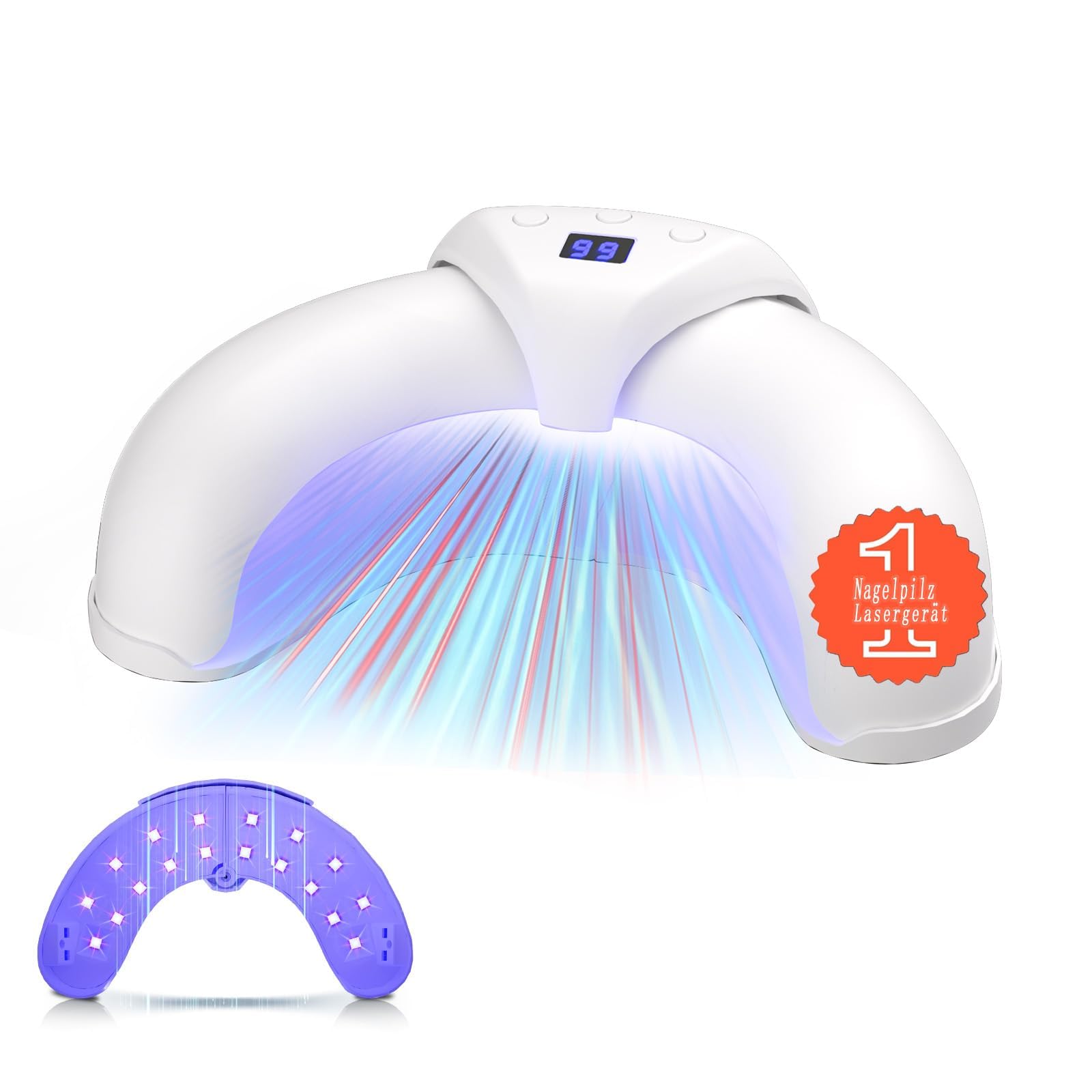2025 6.0 Nagelpilz Lasergerät【Intelligentes 3 Zeit- 30s/60s/99s】【Duale Wellenlängentechnologie - 470nm Blau & 905nm Infrarot】Ultraportables Faltdesign(White) Antimykotischer Laser