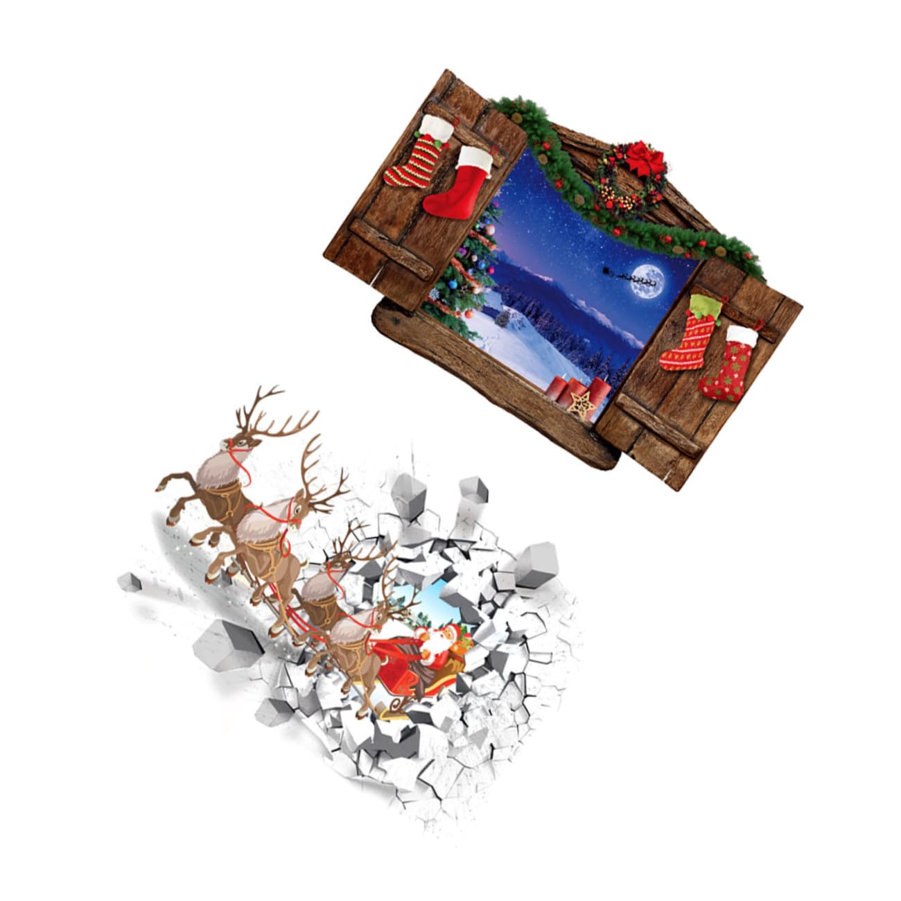 HOMSFOU 6 Stk Weihnachten 3d Wandtattoo Fensteraufkleber Mit Weihnachtsszenen Kinderzimmer Weihnachtsaufkleber Dekorative Aufkleber Für Die Wand Wandtattoo Weihnachten