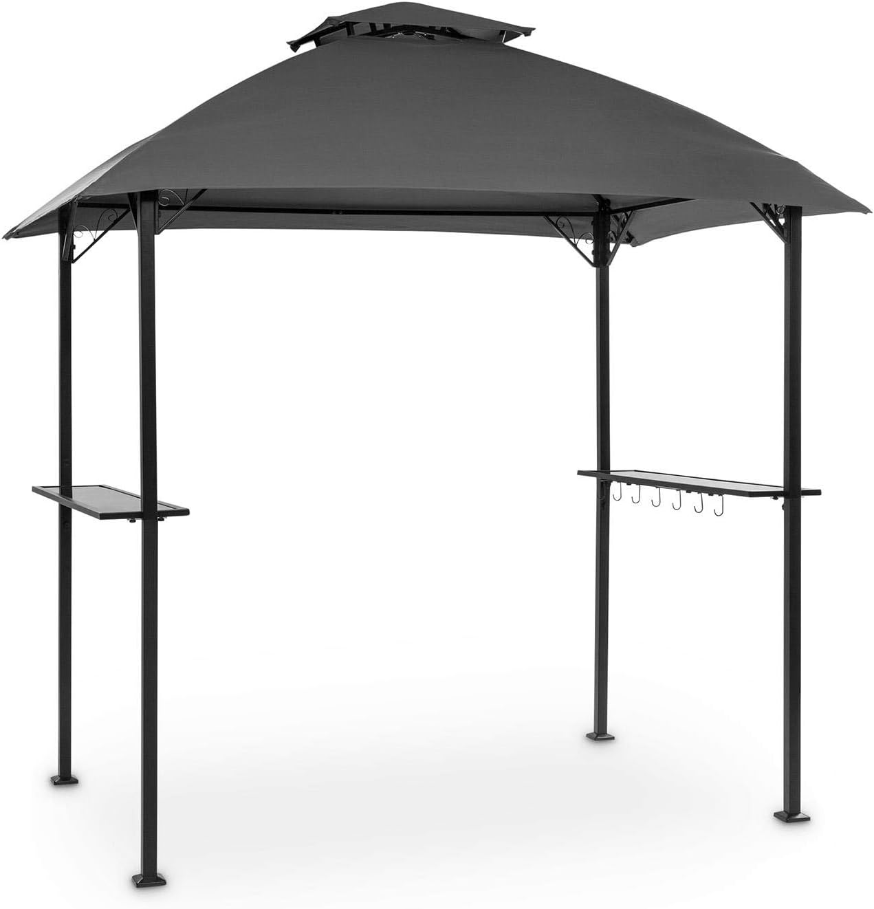 blumfeldt Steakhouse al Sur Pavilion Grill Roof, Size: 244x260x152cm (WxHxD), Rain/Sun Protection Roof: Polyester 160g Water-Repellent/Flame-Retardant, Frame: 4x4cm Powder-Coated Steel, Dark Grey