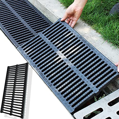 Sewer Grate Drain Strainer, Sewer Cover Grate Outdoor, Trench Channel Drain Grate, Rectangular Rainwater Grate For Garden Garage Trench Drainage Syste, Plastic Resin, Black #TOP27