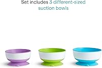 Vista 4 de Munchkin Stay Put Suction Bowls for Baby and Toddler, 3 Pack, Blue/Green/Purple Multi