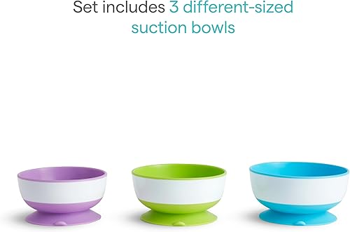 Miniatura 4 de Munchkin Stay Put Suction Bowls for Baby and Toddler, 3 Pack, Blue/Green/Purple Multi