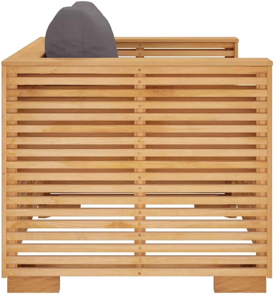 YAFF Patio Sofa Chair with Dark Gray Cushions Solid Wood Teak