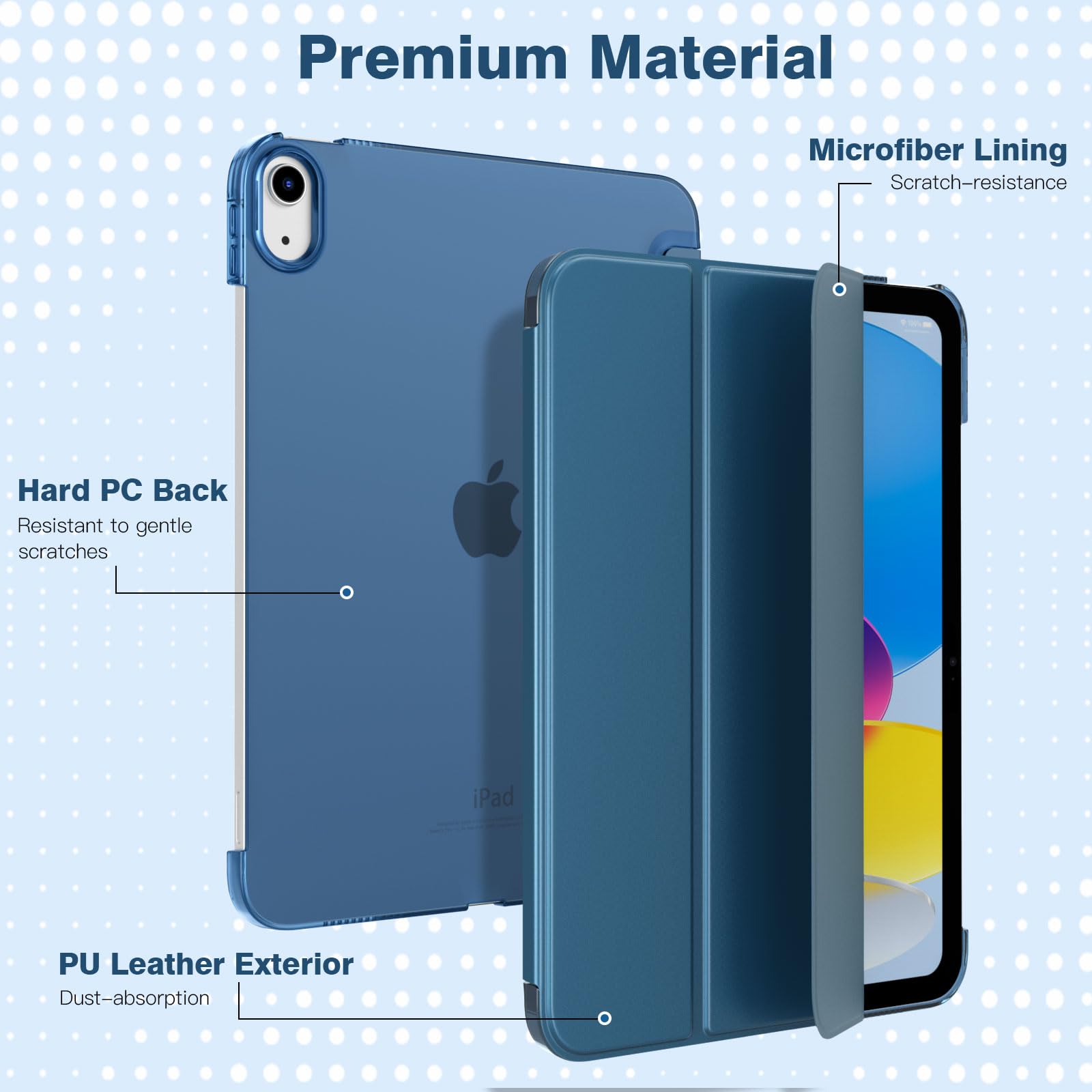 TiMOVO Cover Custodia Compatibile con iPad (A16) 11 Generazione 11 Pollici 2025/iPad 10 Generazione 10,9" 2022, Retro in PC Rigido Semi-Trasparente, Auto Sveglia/Sonno, Blu Cobalto