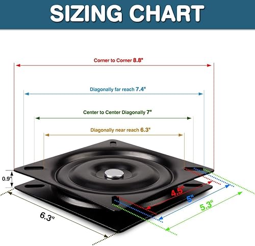 Miniatura 5 de Asiento giratorio de barco, taburete de bar de repuesto de placa giratoria, mecanismo giratorio cuadrado para muebles, silla reclinable y asiento de