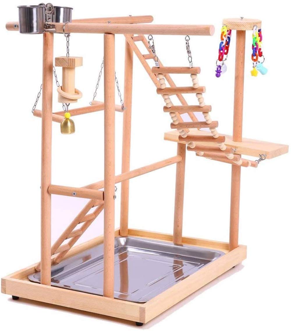 Perchas para Pájaros Nido Soporte para Juegos Gimnasio/Loro Zona De Juegos Interactiva, Percha para Pájaros Soporte De Plataforma Puente Colgante Escaleras De Madera para Subir
