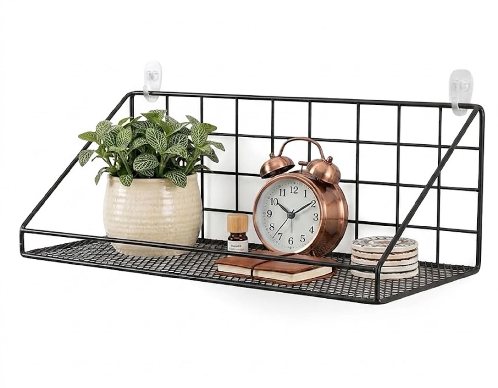 JUGTE Wall Shelf, Wall Mounted Metal Shelf for Home Decor Items | Floating Storage Rack Organizer for Living Room, Bedroom, Kitchen Accessories | Multi-Purpose Wall Mount & Decorative Items (1,Black)-image-20