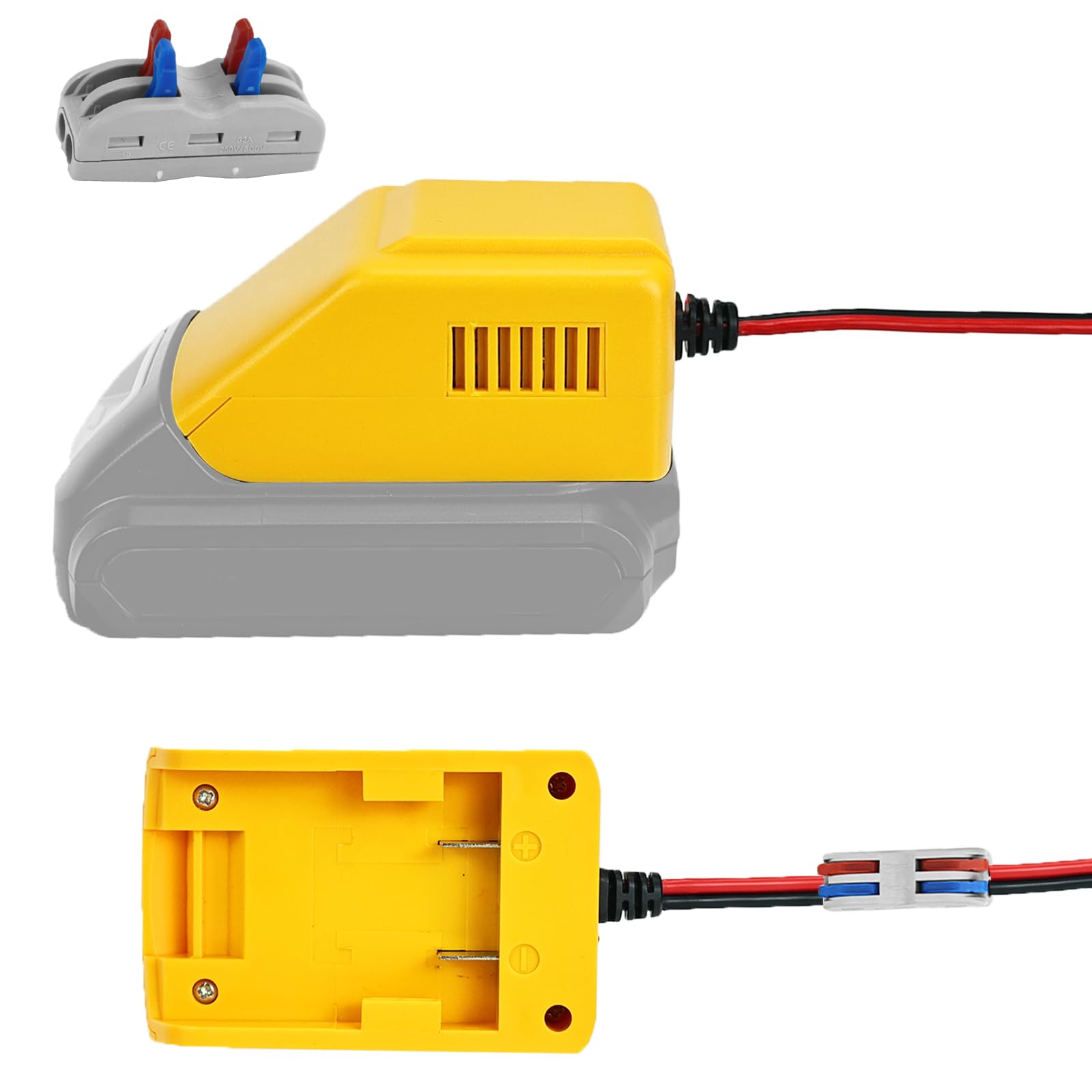 20V to 12V Step-Down Converter for Dewalt 20V Battery Adapter,Power Wheel Adapter, 15awg Wire for Golf Cart RC 、Car 、LED Lights、 DIY Toys