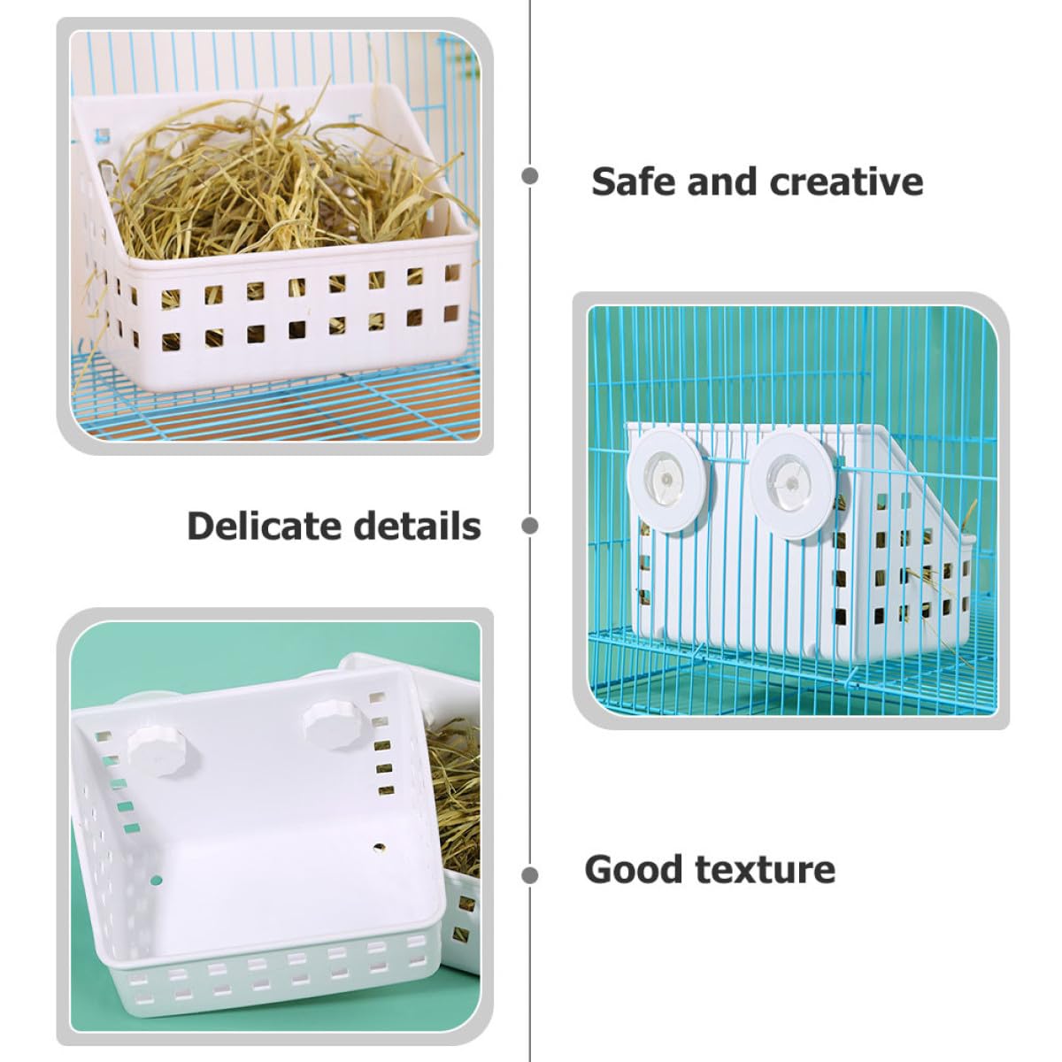 Râtelier à Foin pour Lapin 2 Pièces, Plastique Blanc, Cage