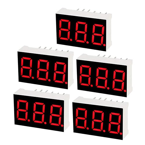 uxcell Cátodo común 11 pin 3 bits 7 segmentos pantalla 0.89 x 0.55 x 0.28 pulgadas 0.35 "pantalla LED roja tubo digital 5pcs