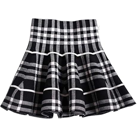 Little Big Girls' High Waist Knitted Flared Pleated Skirt: A Classic Twist on Plaid