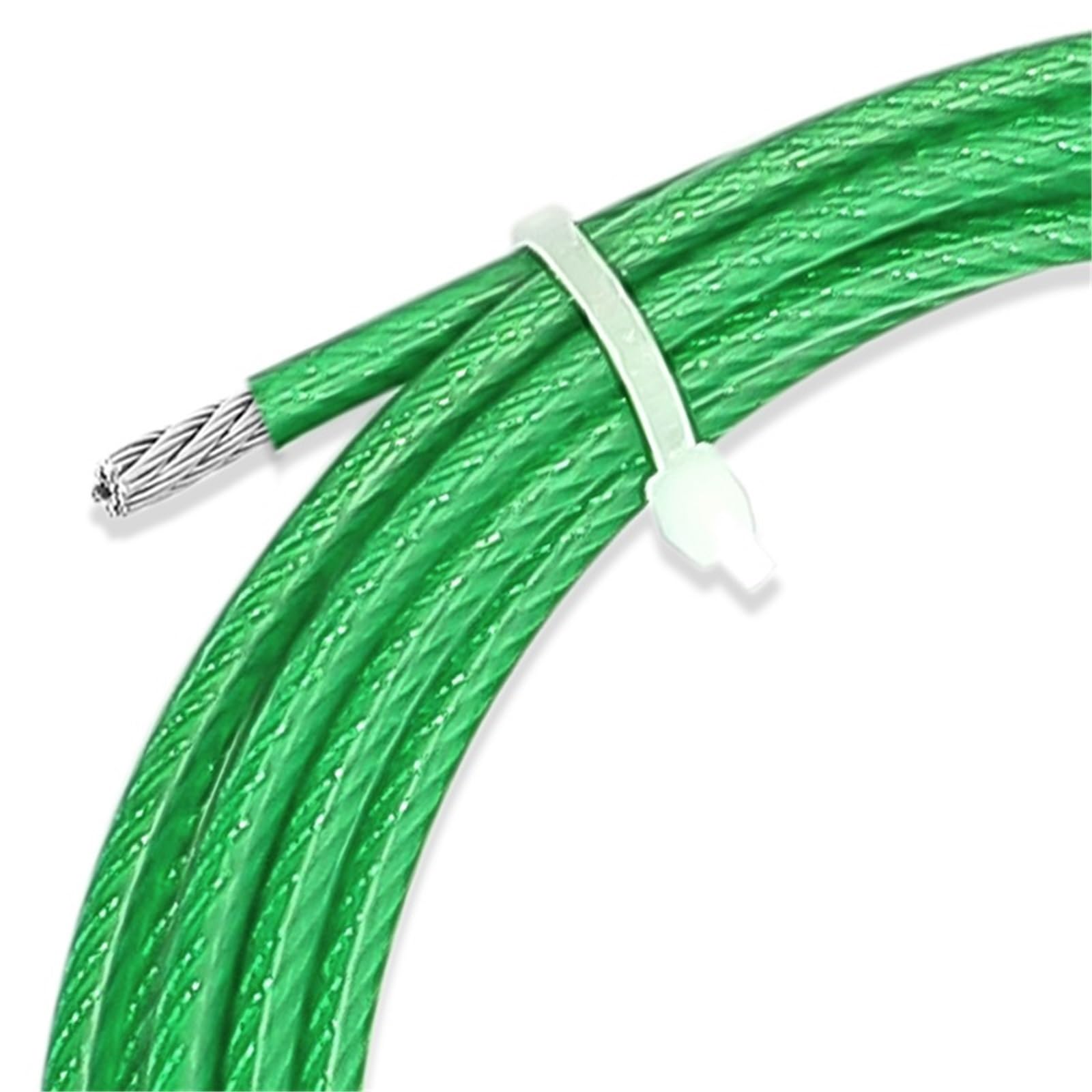 Alambre De Acero Plastificado Cable metálico de acero inoxidable 304 recubierto PVC verde, 2,0 mm diámetro tras el recubrimiento, cable flexible