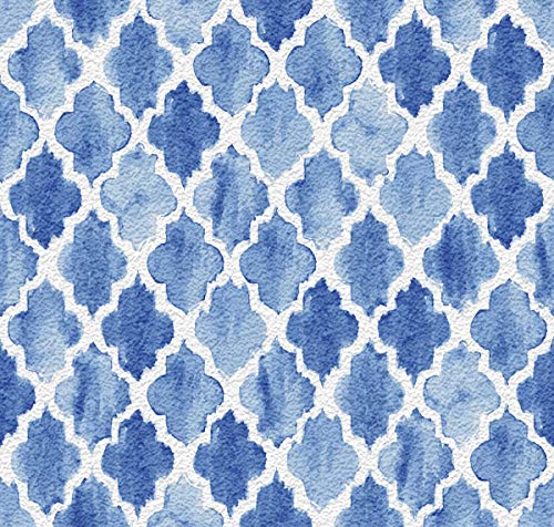 Image of DWELLSINDIA Blue Moroccan Ceramic Tile Wallpaper for Wall Decor | Self Adhesive Peel & Stick, Thick Textured Premium Paper | Waterproof, Scratch Resistant | Kitchen, Bathroom & Dining Room | 41x244 cm