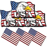 Yeapop 6 Pcs of Reflective American Flag Stickers and US Flag with Bald Eagle Decals, Suitable for C