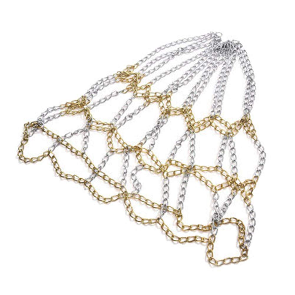 Basketballnetz mit Stahlkette, 12 Verschlussreifen, zweifarbiges Metall, Basketballnetz