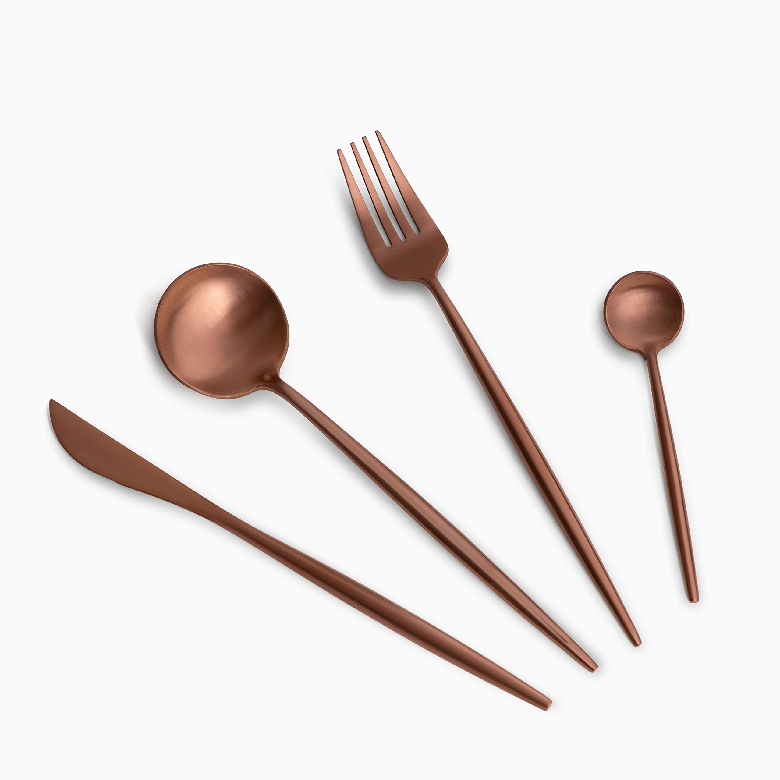 TAKUMI Stainless Steel Matte Japanese Cutlery Set, 24 Piece by Simply Chef (Rose Gold)