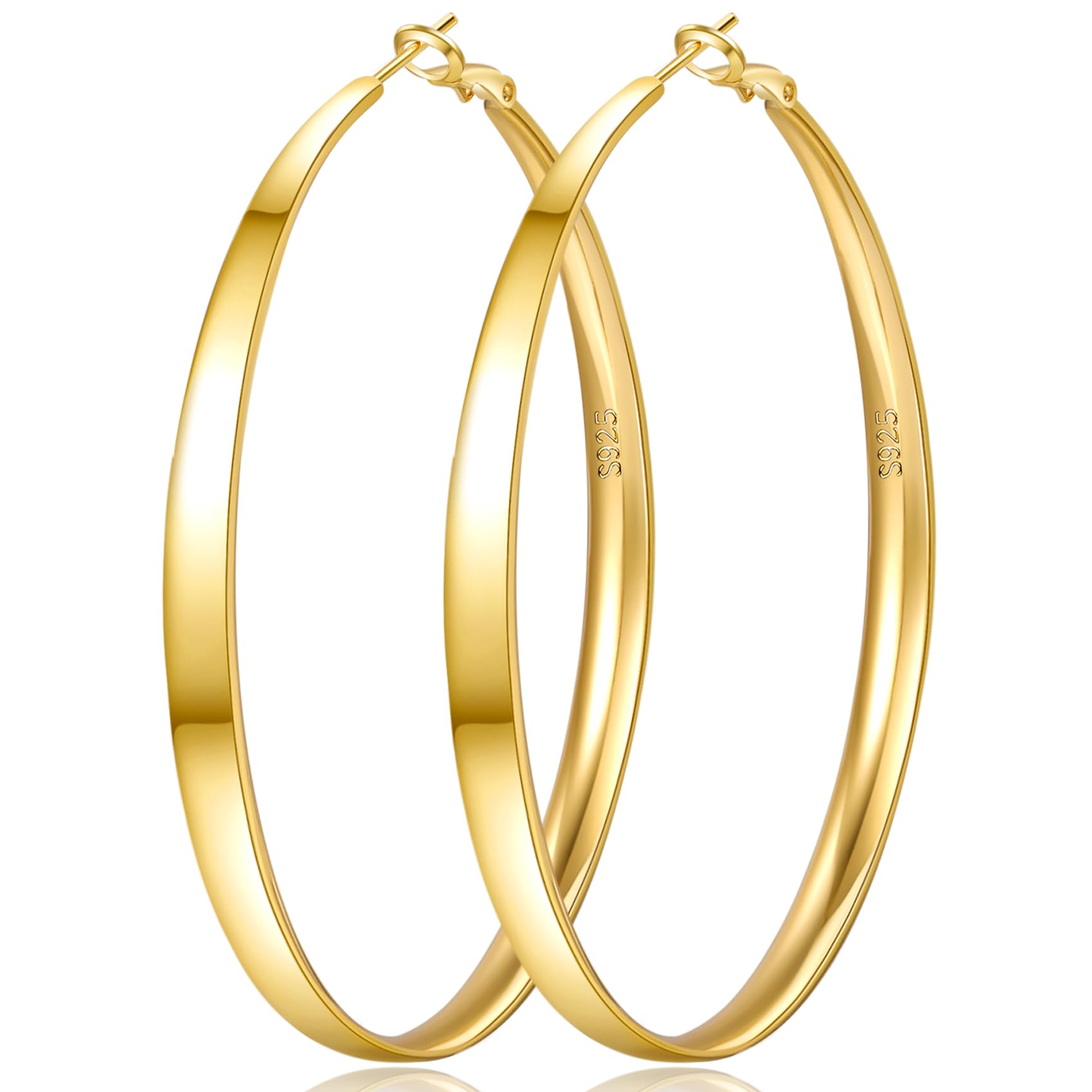 Senteria 5MM Wide 925 Sterling Silver Hoop Earrings for Women Hypoallergenic Extra Large Silver Hoops Earrings Large Oversize Big Thick Hoop Earrings