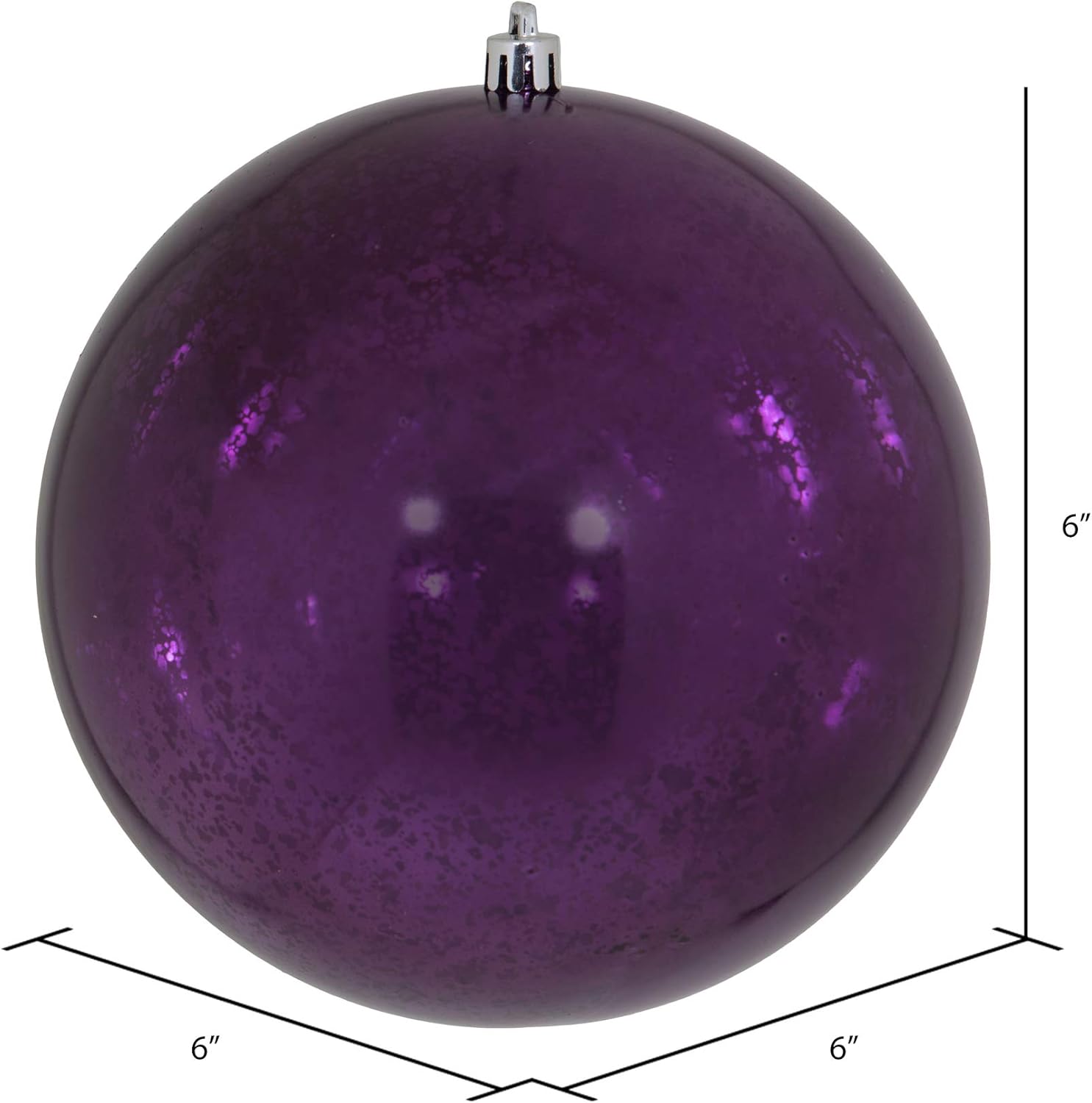 Vickerman 6" Christmas Ornament Ball, Plum Shiny Mercury Finish, Shatterproof Plastic, Holiday Christmas Tree Decoration, 4 Pack