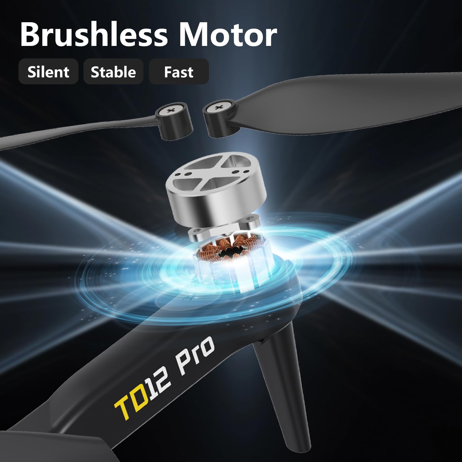 Toladrone TD12PRO Drone con Fotocamera 1080P, Droni per Adulti, Regolabile Motorizzato a 90°, Resistenza al Vento di Livello 3, Controllo Tramite APP, Quadricottero Pieghevole per Principianti