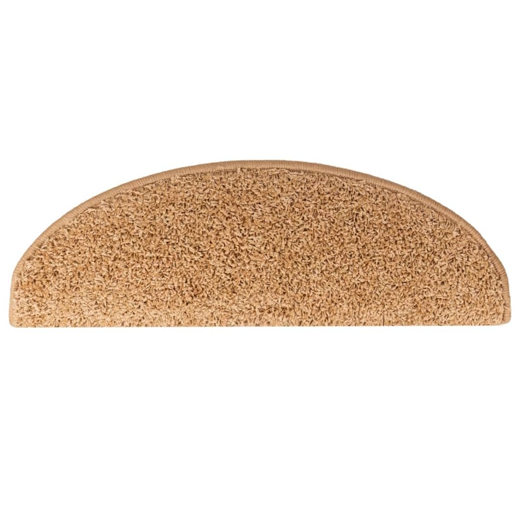vidaXL Stufenmatten 15 STK. 65x21x4 cm Beige Halbrund Groß | Rutschfestes Design hält jeden sicher vor versehentlichen Rutschen, hat eine geräuschdämpfende Textur für leisere Treppen,
