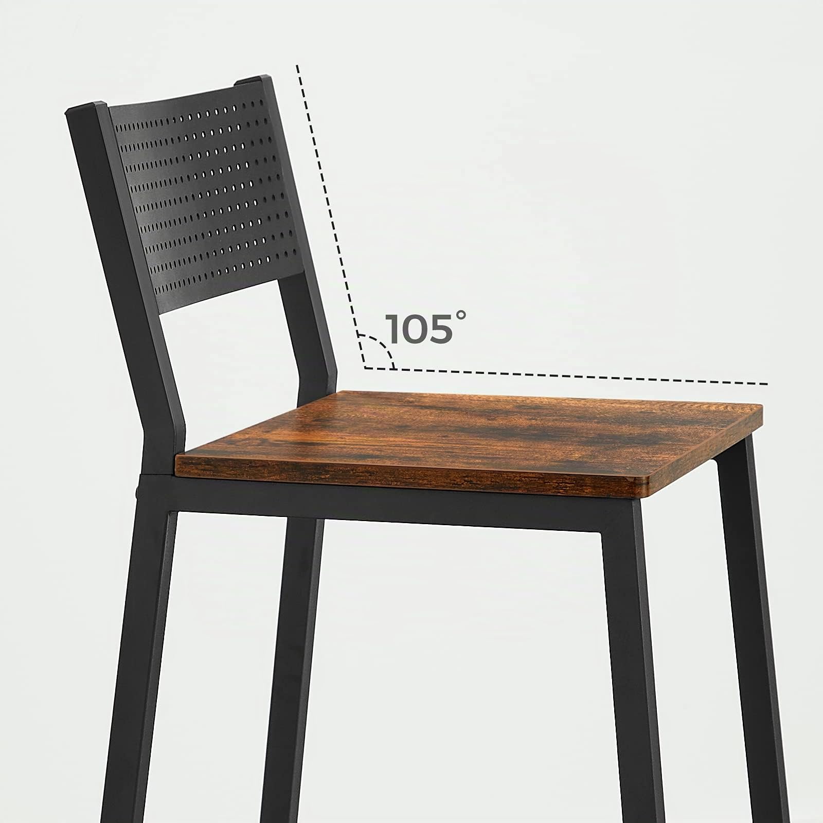 VASAGLE Taburete de Bar, Juego de 2, Taburetes Altos de Cocina, para Cocina, Comedor, Oficina, Estilo Industrial, Marrón Rústico y Negro LBC070B01