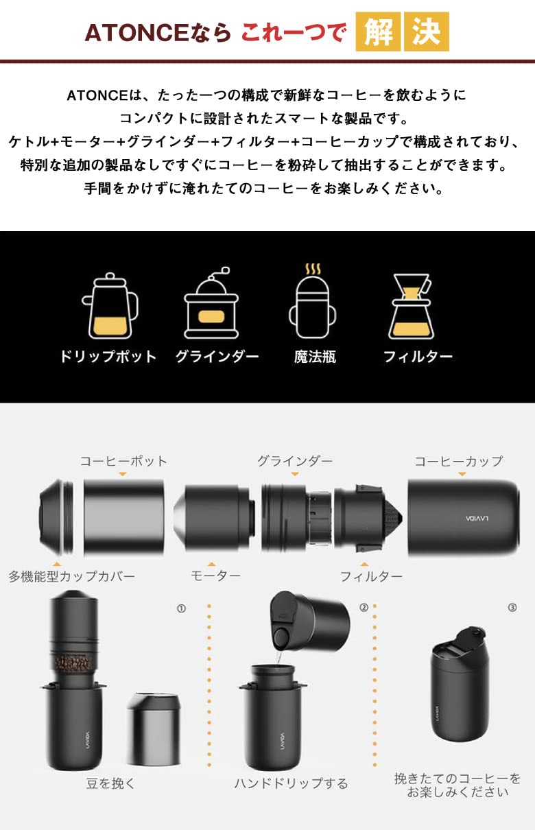 Amazon.co.jp: ATONCE アトンス(ホワイト)コーヒーメーカー コーヒー