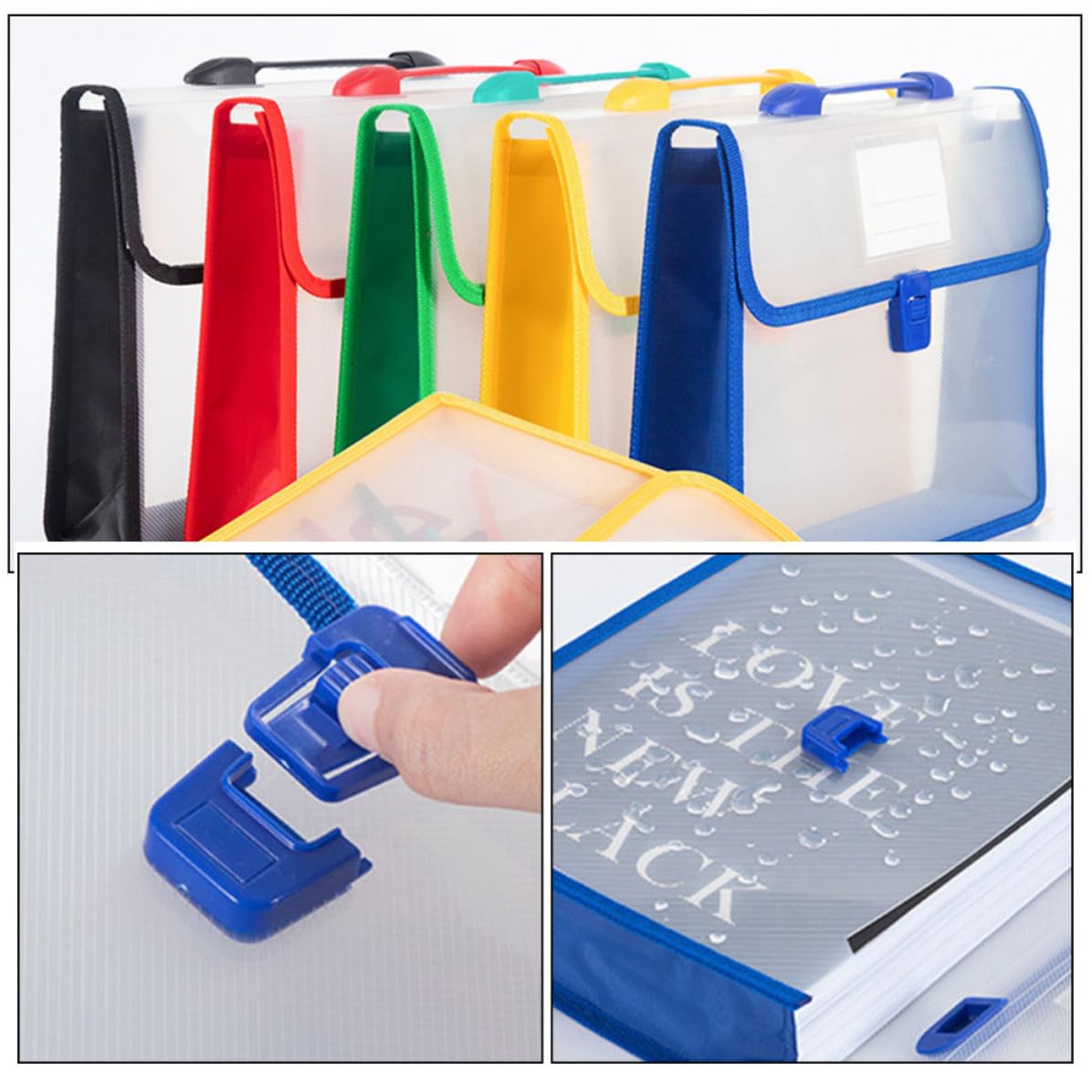 Mikikit Borsa Porta Documenti A4 da 5 in Pp Resistente e Portatile Grande Capacità Design Verticale per Ufficio e Lavoro
