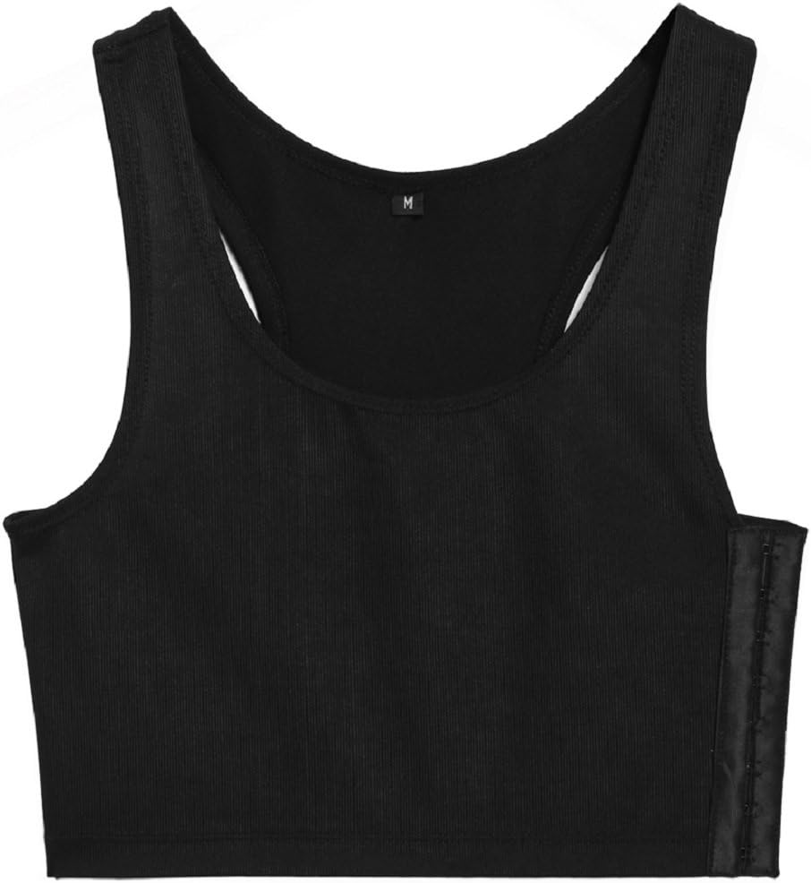 afferty Tomboy Slim Fit Undershirt Short Chest Breast Binder Vest Bra Trans Tank Tops for Lesbian -Three Rows
