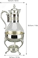 Vista 5 de Juego de tazas de café de vidrio vintage con tapa y taza, jarra de agua calentable para uso doméstico y oficina, 14 x 6.5 x 5.7 pulgadas, servicio