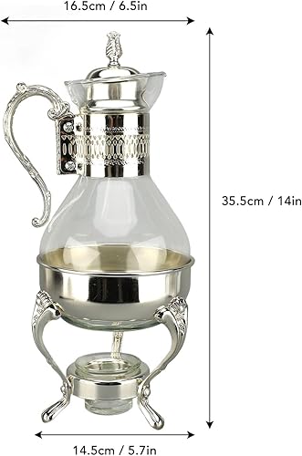 Miniatura 5 de Juego de tazas de café de vidrio vintage con tapa y taza, jarra de agua calentable para uso doméstico y oficina, 14 x 6.5 x 5.7 pulgadas, servicio