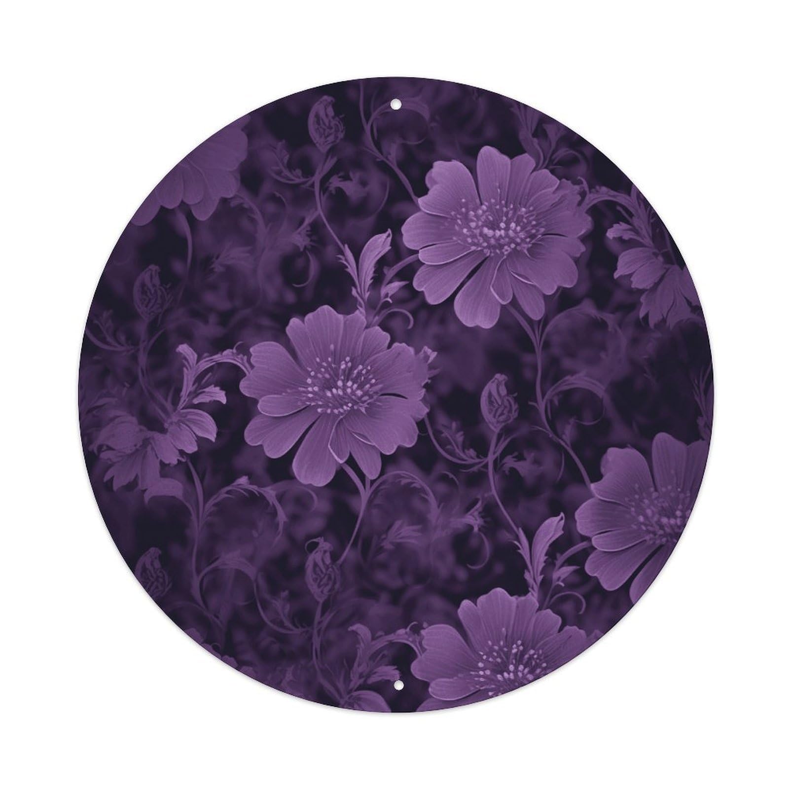 LZQPOEAS Purple Round Aluminum Wall Art Sign, Metal Indoor Wall Decor with Holes, Durable Circular Aluminum Plaque for Home, Bar, Cafe, Living Room, And Office Decoration