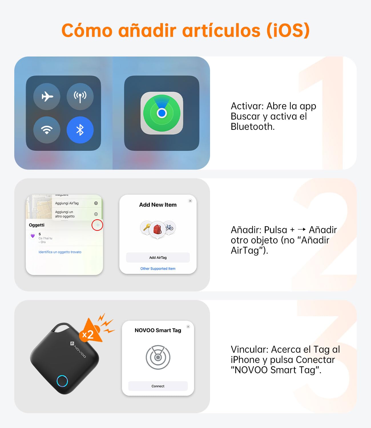 NOVOO Smart Tag avec Apple Find My (iOS Uniquement), Localisateur d'objets avec Alarme 80 DB, Batterie remplaçable avec Verrouillage Enfant, Tracker pour clés, Portefeuille et Bagages, 4 pièces
