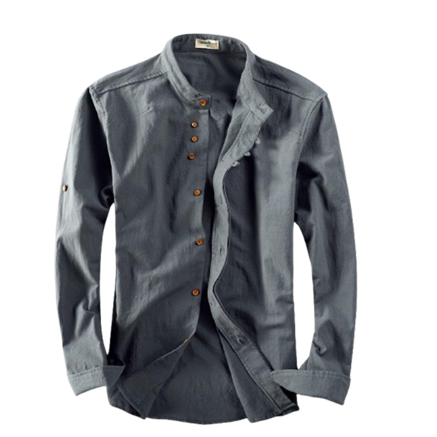 Barley Direct Men's Dark Gray Soulona Katana Japan Style Shirt, Premium Linen & Cotton Blend Craftsmanship, (,Xl)