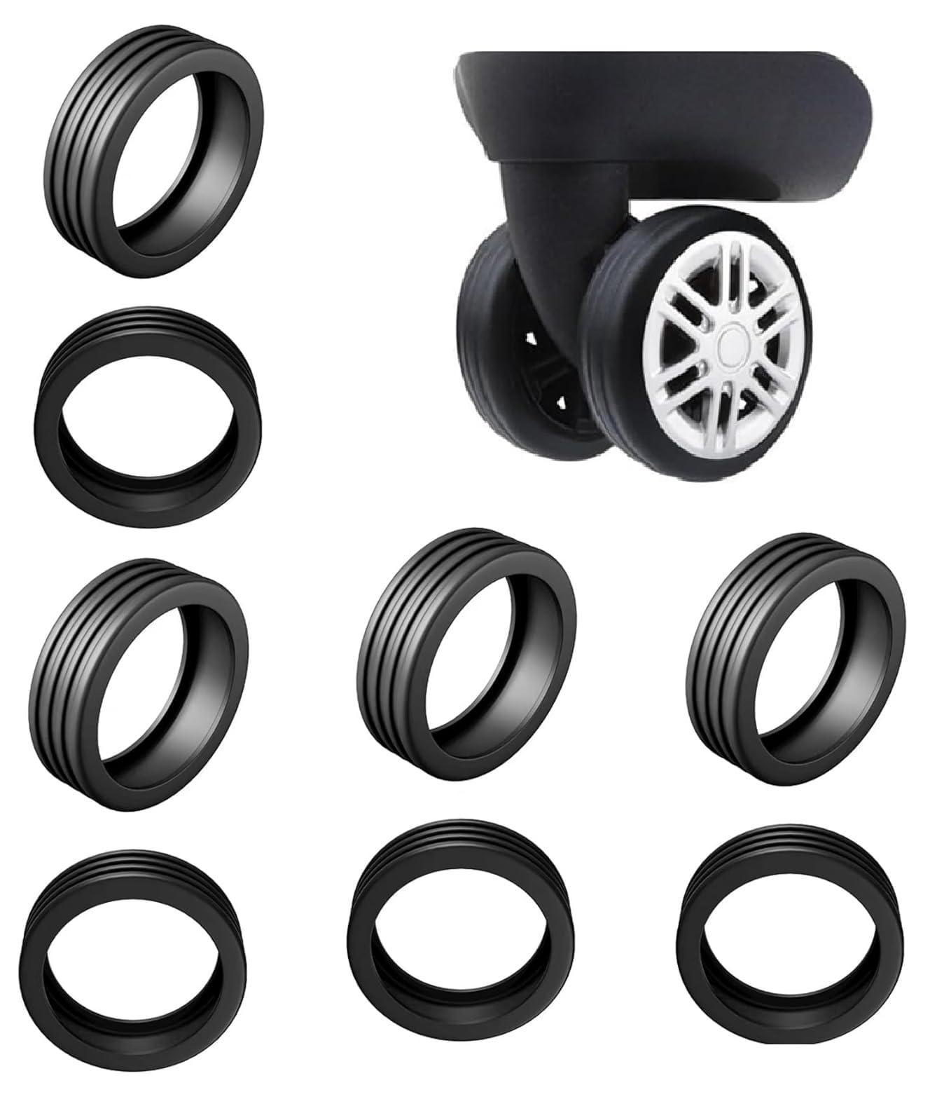 Luggage Wheel Covers Suitcase Wheel Protectors Luggage Wheel Protector Silicone Wheel Cover Suitcase Trolley Case Caster Covers Rubber (8PCS Luggage Wheel Cover)-image-3