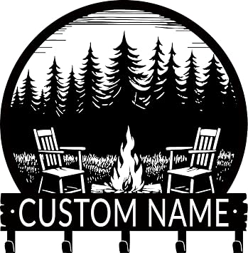 Torranband Custom Camping Decor Key Rack - Personalized Cabin Signs Metal Name Sign Key Hanger - Customized Campsite Sign - Camper Gifts
