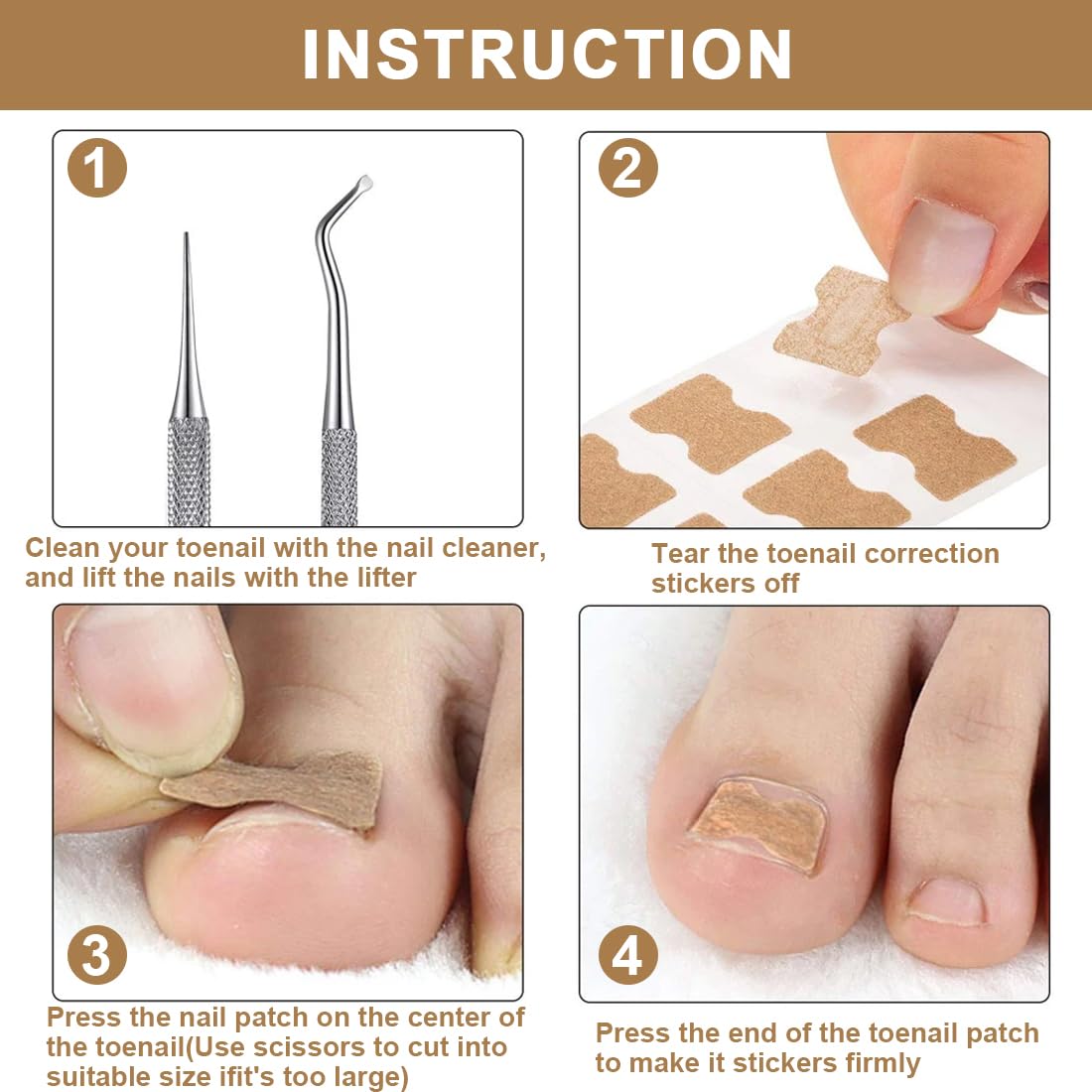 Set di unghie Incarneato, Correttore Unghie Incarnite Piedi, Soluzione Completa per Unghie dei Piedi Incarnite, Traspiranti Cerotti Per Unghie, Cuscinetti Di C Per Unghie Incarnite Piedi