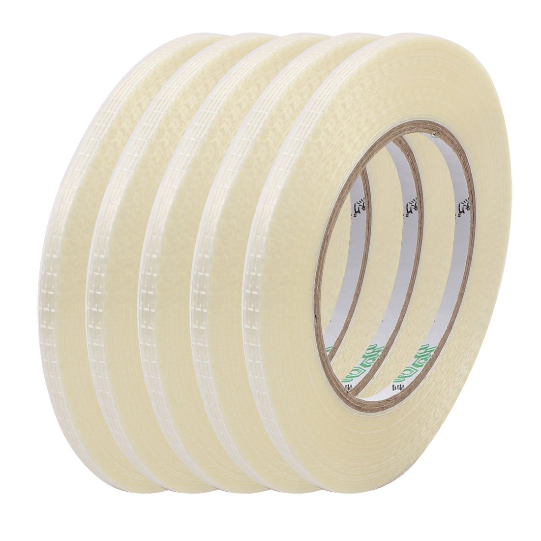 Aexit 5Pcs 5mm Electrical equipment Width 0.22mm Thickness Grid Type Filament Strapping Tape 50m Length