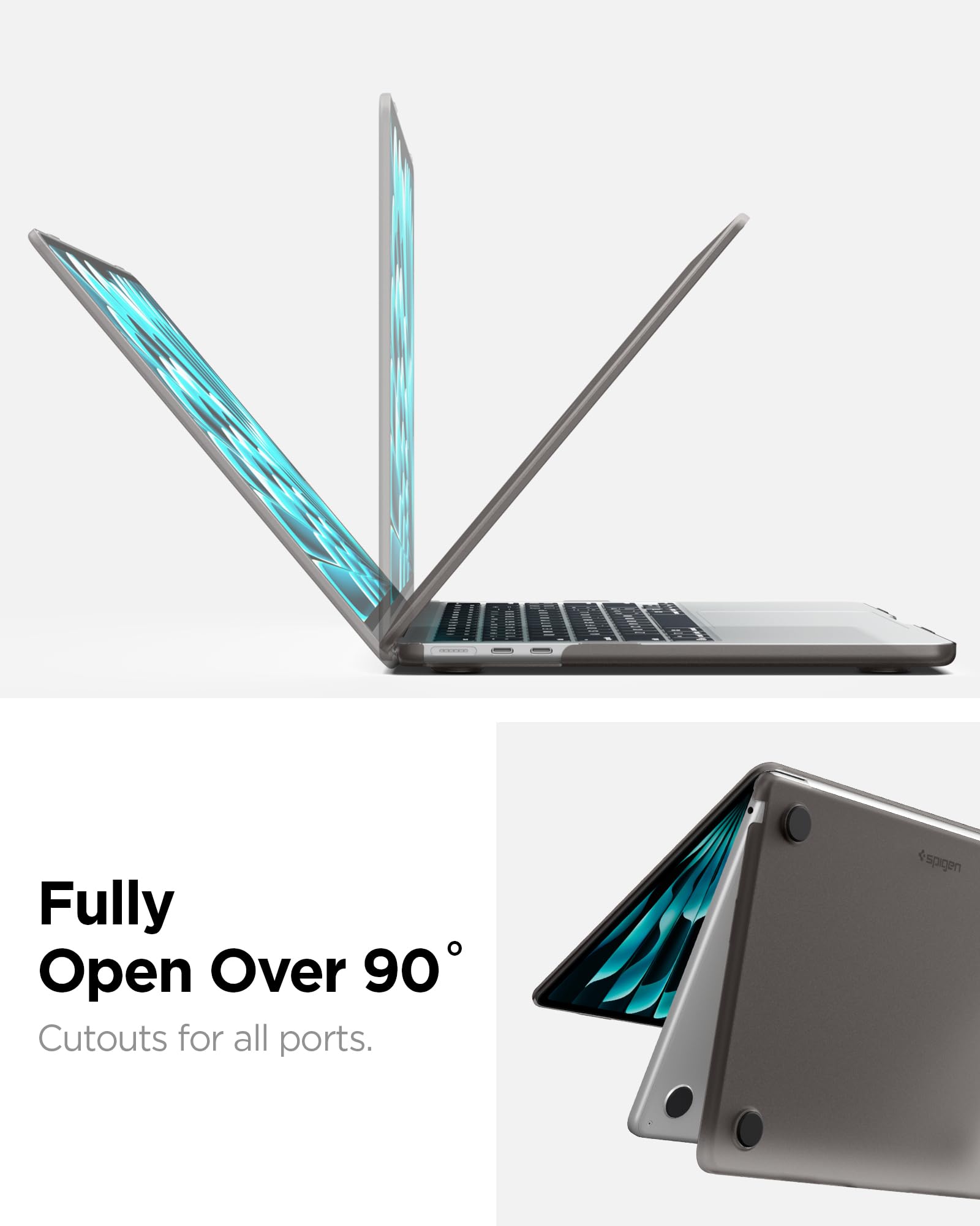 Spigen Air Skin Coque Rigide Transparent Compatible MacBook Air 13 M5 M4 M3 M2 2026-2022 Noir Givré