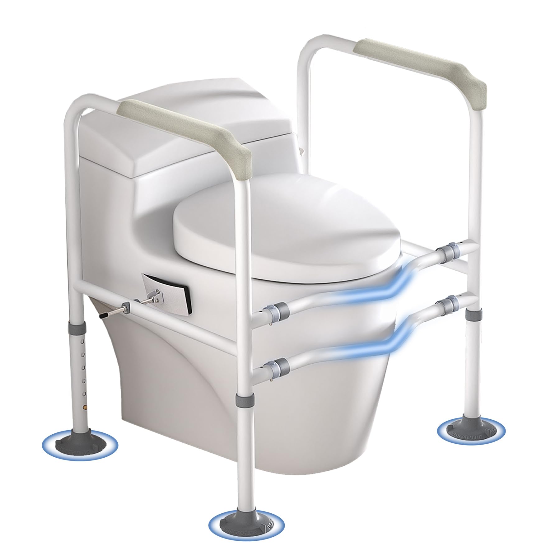 Froadp Sollevamento per WC per anziani e disabili, altezza e larghezza, regolabile, antiscivolo, con clip girevole per WC