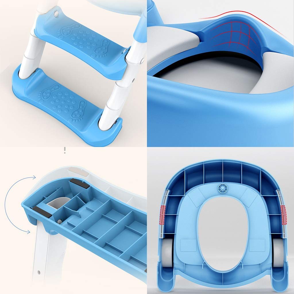 Aseo Escalera Asiento, Antideslizante Baño Asistente Orinal De Entrenamiento Portátil Plegable Ajustable Taburete para Niño Unisex (Color : Rosado)