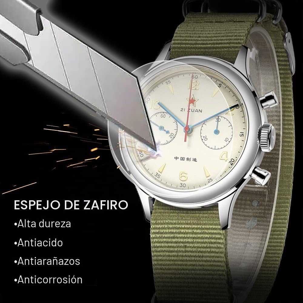 SEAKOSS Reloj de Pulsera Retro 1963 Original Seagull ST1901 Reloj mecánico para Hombre Cuerda Manual Zafiro y Espejo acrílico piloto Reloj de Pulsera