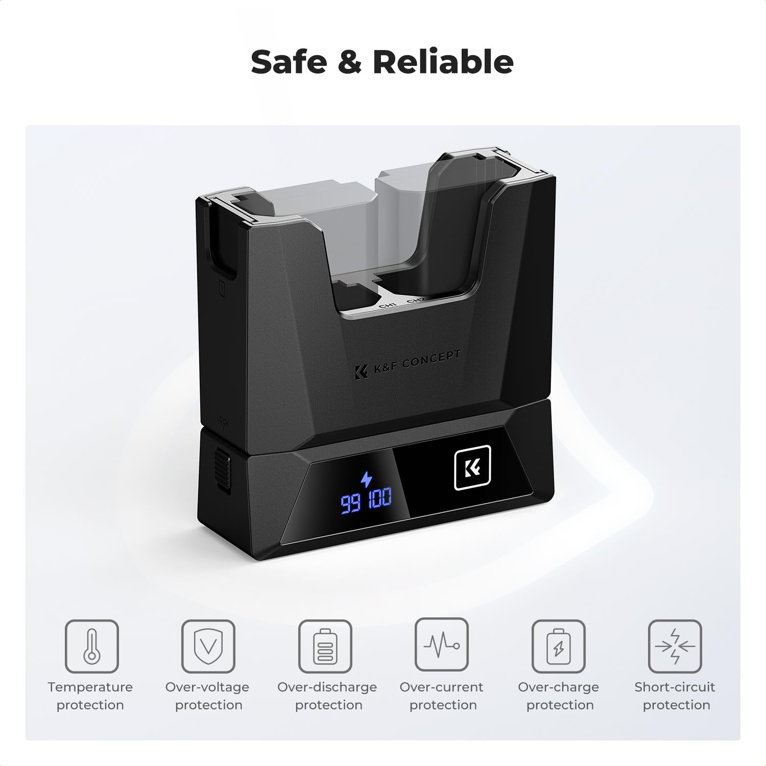 Batterie NP-FZ100 2600mAh Et Chargeur K&F Concept – Double Charge Avec écran LCD, Compatible Sony A7III, A7IV, FX3, A6600, A7C, ZV-E1, Etc.