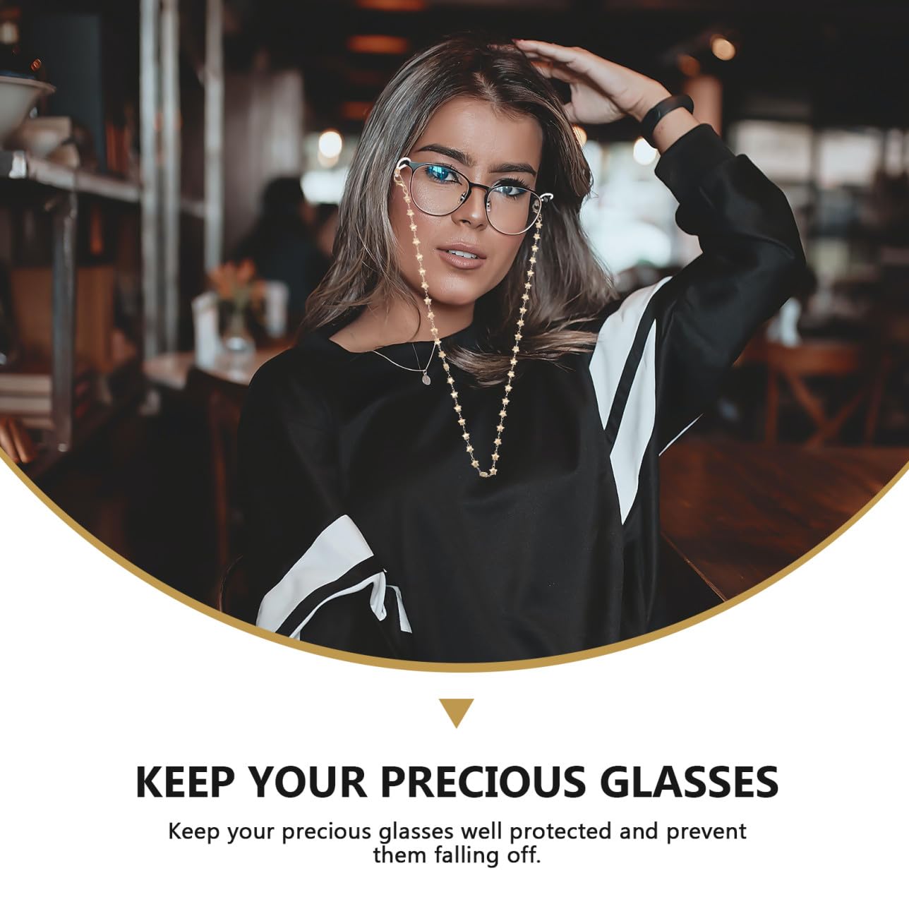 CALLARON Cadena Colgante Espectáculo Estrella Lentes Colgante Dorado Gafas Protectoras Cordón Para Gafas De Sol En Forma De Corazón Cadena De Gafas Abdominales Golden