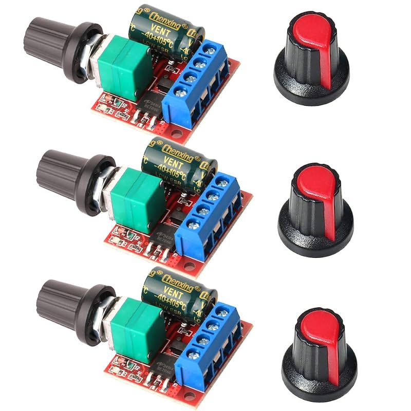 Kit com 3 Controladores de Velocidade PWM para Motor CC Gebildet 5–35 V 5 A com Indicador LED E297