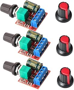 Gebildet 3 pieces PWM motor speed controller, DC 5V-35V 5A adjustable reversible, DC 6V 12V 24V 35V variable voltage regulator dimmer control switching, with LED display and switch function